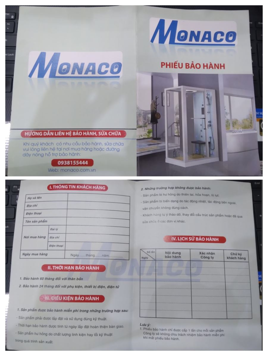 phiếu bảo hành monoco