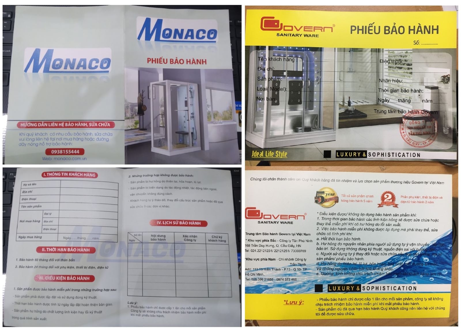 Phiếu bảo hành các mẫu bồn tắm