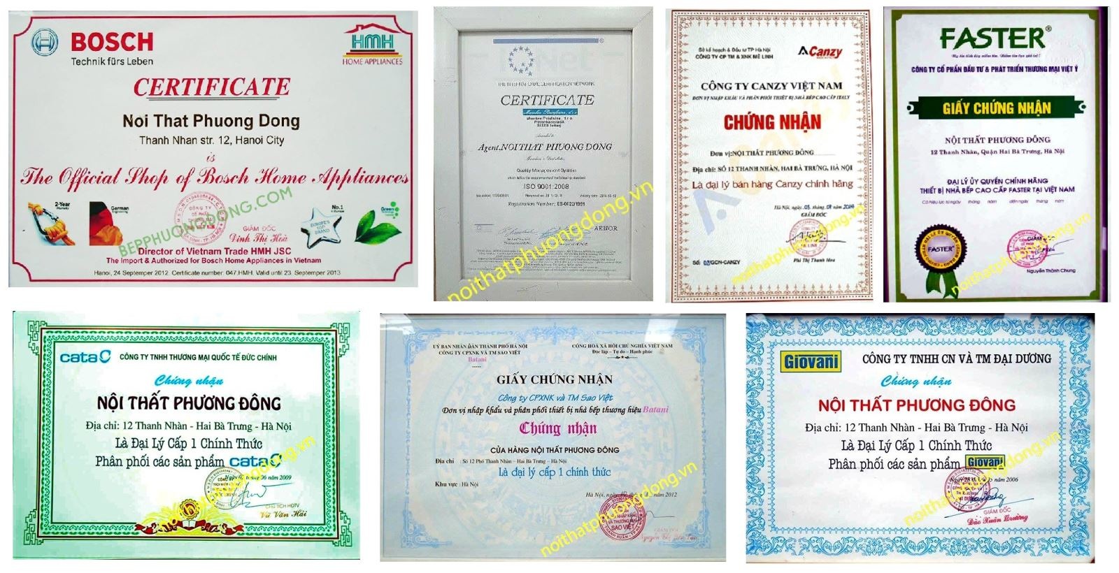 Giấy chứng nhận của Nội Thất Phương Đông
