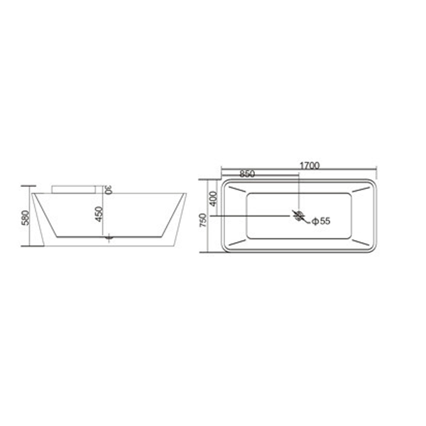bản vẽ kỹ thuật bồn tắm rudylux 19101