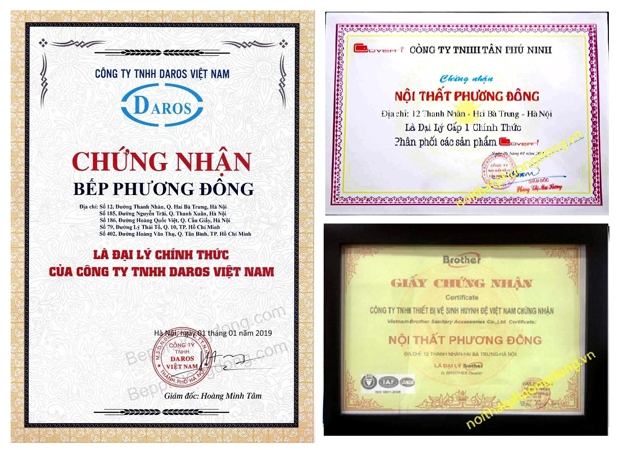 Giấy chứng nhận Nội Thất Phương Đông là đại lý cấp 1 phân phối phòng xông hơi chính hãng