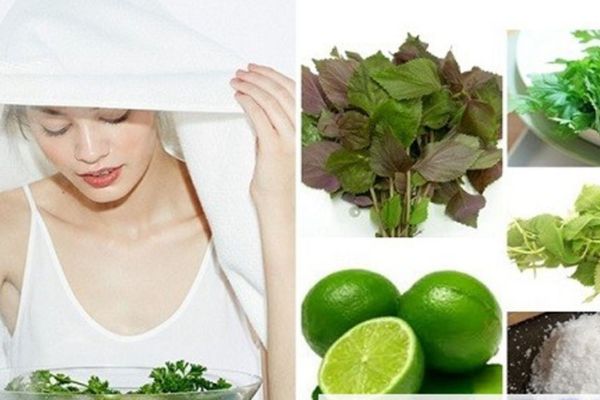 Xông mặt bằng lá tía tô và sả chanh