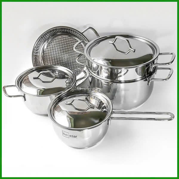 Bộ nồi inox Fivestars 8pcs 5 món nắp Inox