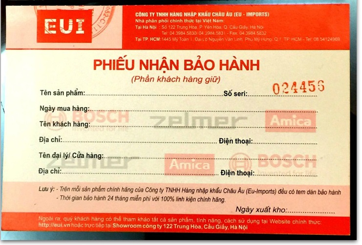 bảo hành máy rửa bát Bosch