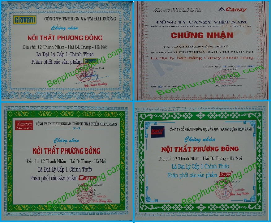 chứng nhận đại lý chính hãng