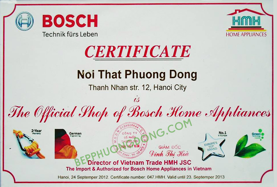 chứng nhận đại lý chính hãng