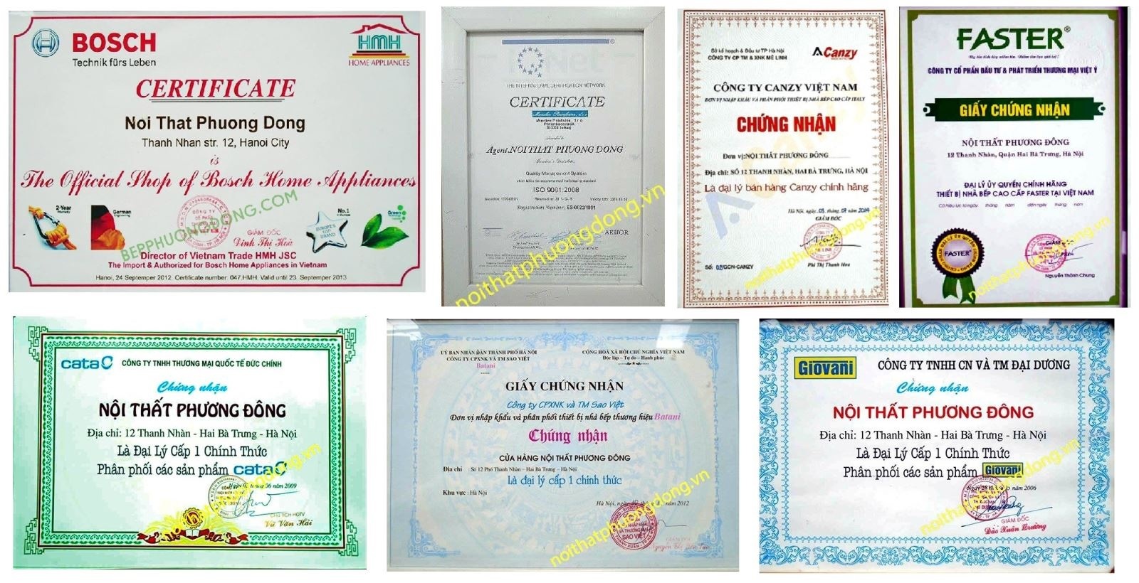 Giấy chứng nhận của nội thất Phương Đông