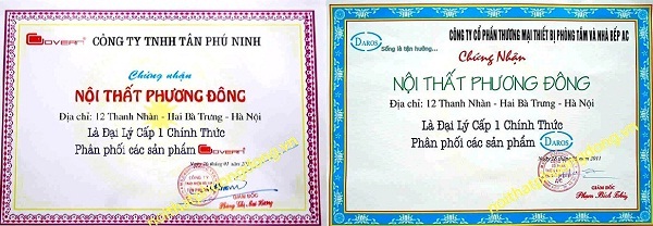 giấy chứng nhận đại lý bán phòng xông hơi nhập khẩu chính hãng