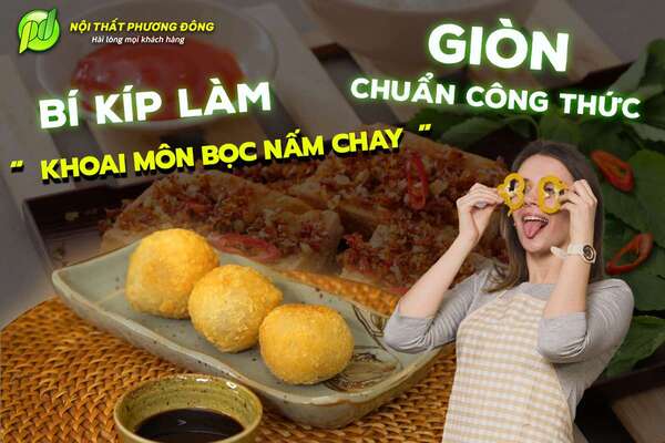 Cách làm khoai môn bọc nấm chay
