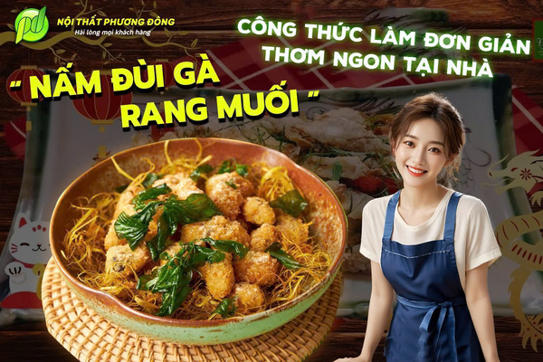 Món nấm đùi gà rang muối hấp dẫn