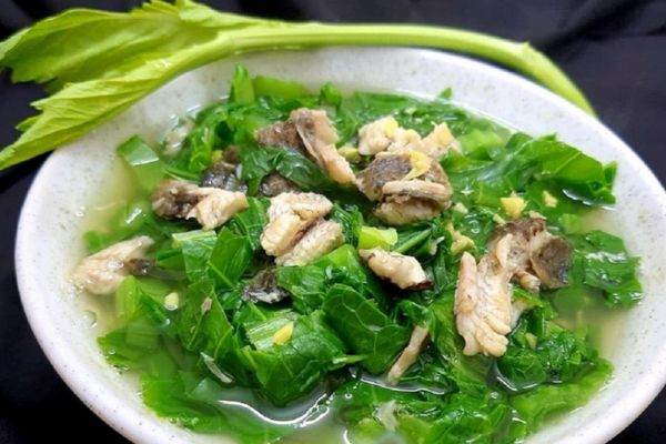 Canh cải mơ nấu cá rô đồng