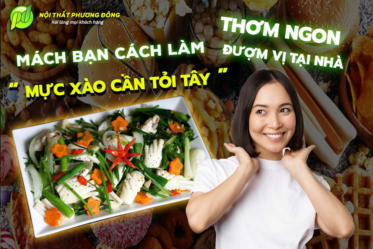 Mực xào cần tỏi tây