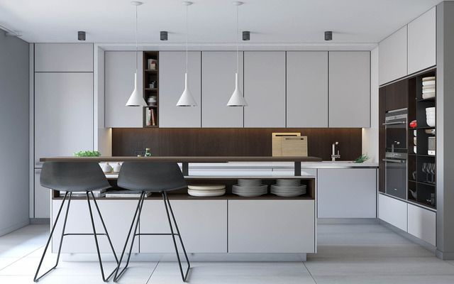  Tủ bếp được thiết kế theo phong cách tối giản giúp không gian nhà được mở rộng