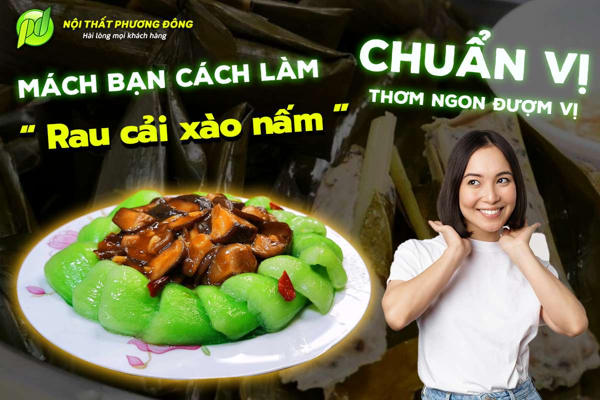 Rau cải xào nấm