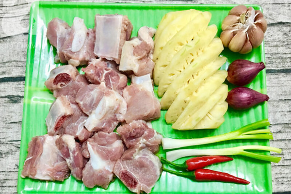 Nguyên liệu làm món Sườn kho Dứa thơm ngon, hấp dẫn